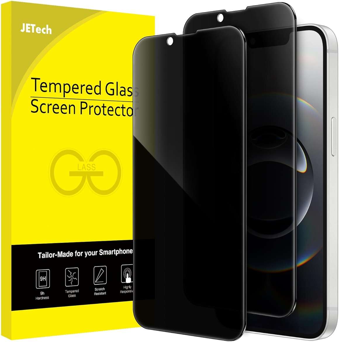 JETech Privacy Full Coverage Screen Protector for iPhone 17e (2026) / iPhone 16e, Anti-Spy Tempered Glass Film, Edge to Edge Protection Case-Friendly, 6.1-Inch Display, 2-Pack - Image 1