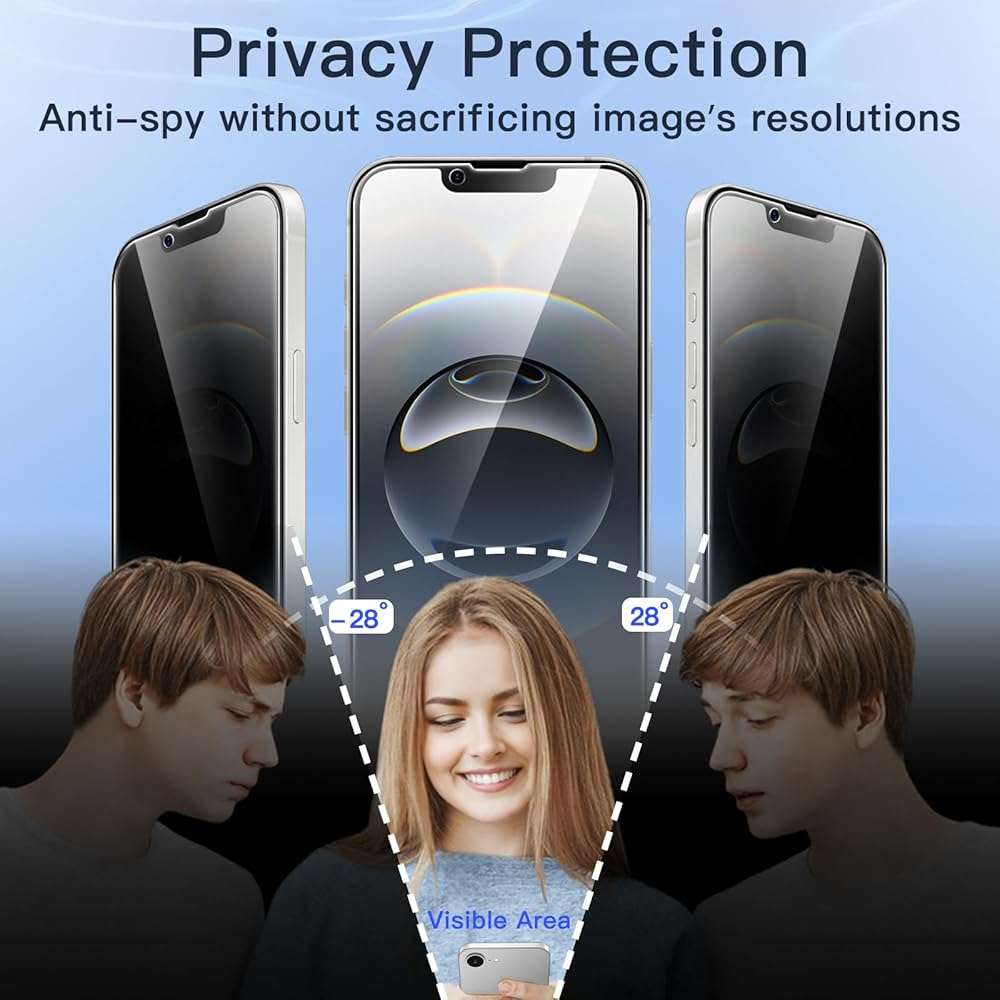 JETech Privacy Full Coverage Screen Protector for iPhone 17e (2026) / iPhone 16e, Anti-Spy Tempered Glass Film, Edge to Edge Protection Case-Friendly, 6.1-Inch Display, 2-Pack - Image 3
