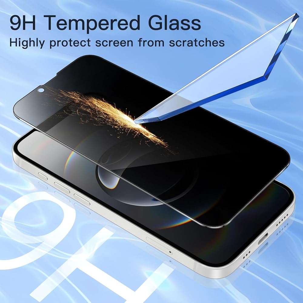 JETech Privacy Full Coverage Screen Protector for iPhone 17e (2026) / iPhone 16e, Anti-Spy Tempered Glass Film, Edge to Edge Protection Case-Friendly, 6.1-Inch Display, 2-Pack - Image 4
