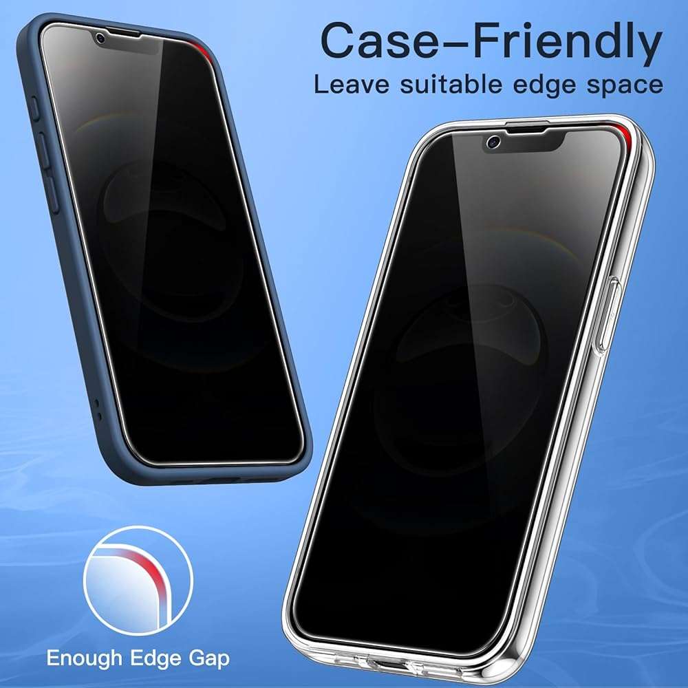 JETech Privacy Full Coverage Screen Protector for iPhone 17e (2026) / iPhone 16e, Anti-Spy Tempered Glass Film, Edge to Edge Protection Case-Friendly, 6.1-Inch Display, 2-Pack - Image 6