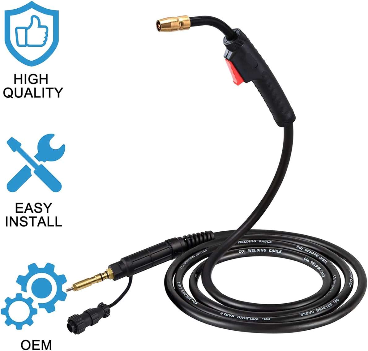 MIG Welding Gun Torch fits Hobart 245926 Hobart Handler 190/210/210MVP Mig Welders Parts,100A 15ft Hobart Welder Replacement Hobart H100S4-10 245926 with .030" .035" Tip-Nozzle-Diffuser - Image 5