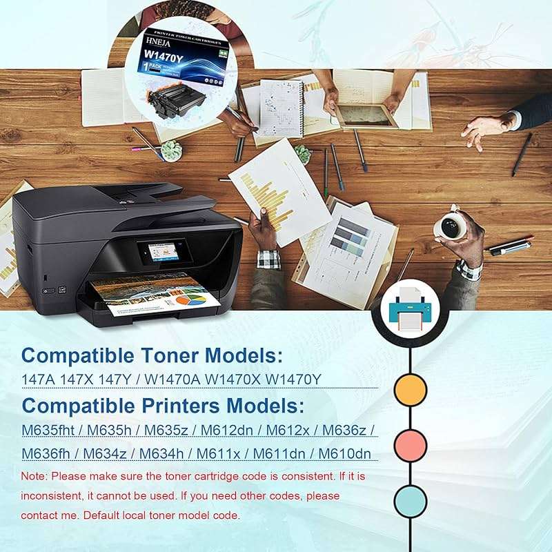 HNEJA 147Y Toner Cartridge for HP M635fht M635h M635z M612dn M612x M636z M636fh M634z M634h M611x Printer, Compatible W1470Y Toner Cartridges Replacement | High Yield | 42000 Pages,Black-1 Pack - Image 2
