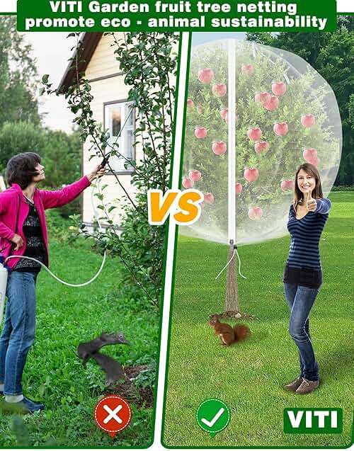 VITI Large Fruit Trees Netting Zipper - 2Pcs 10X10 FT with Drawstring Bird-Proof,Durable Mesh Covers for Blueberry,Apple,Pear,Peach,Orange Trees&Tomato Plants Bug Insect Protection Cover (2,10X10 FT) - Image 7