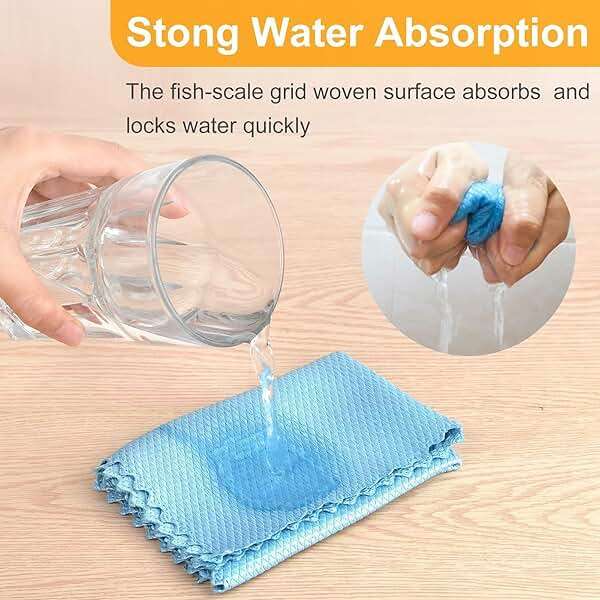RPJFCPCS Weiliya 10pcs Cleaning Fish Scale Cloth Microfiber Nanoscale Cleaning Lint FreeEasy, No Trace High Absorption Polishing Cloth for Kitchen Home (Random Color)(30X40cm) - Image 3