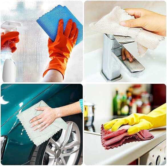 RPJFCPCS Weiliya 10pcs Cleaning Fish Scale Cloth Microfiber Nanoscale Cleaning Lint FreeEasy, No Trace High Absorption Polishing Cloth for Kitchen Home (Random Color)(30X40cm) - Image 4