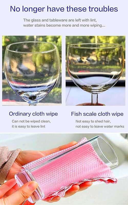 RPJFCPCS Weiliya 10pcs Cleaning Fish Scale Cloth Microfiber Nanoscale Cleaning Lint FreeEasy, No Trace High Absorption Polishing Cloth for Kitchen Home (Random Color)(30X40cm) - Image 5