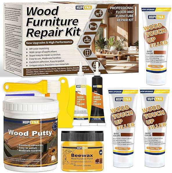 Wood Repair Kit, Wood Furniture Repair Kit, Wood Filler, Wood Putty and Beeswax- Repair Stains, Scratch, Cracks, Hole, Discoloration for Wooden Door, Table, Cabinet, Bed, Floor (Brown Series) - Image 1