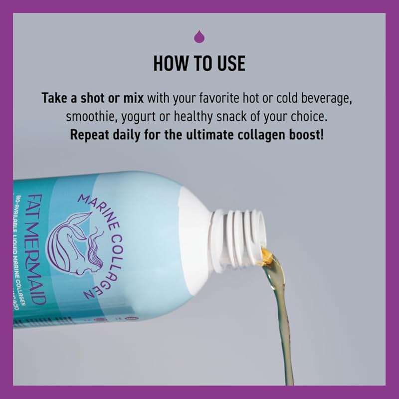 Fat Mermaid Bioavailable Liquid Marine Collagen Peptides Drink- Hyaluronic Acid & VIT C - Reduces Wrinkles - Thick Hair, Lashes, Brows, Nails - No Gluten, Dairy, Nut, Soy - Unflavored Sweet, 16.9 oz - Image 3