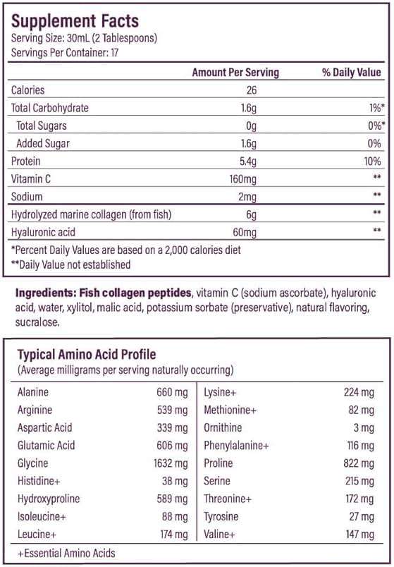 Fat Mermaid Bioavailable Liquid Marine Collagen Peptides Drink- Hyaluronic Acid & VIT C - Reduces Wrinkles - Thick Hair, Lashes, Brows, Nails - No Gluten, Dairy, Nut, Soy - Unflavored Sweet, 16.9 oz - Image 9