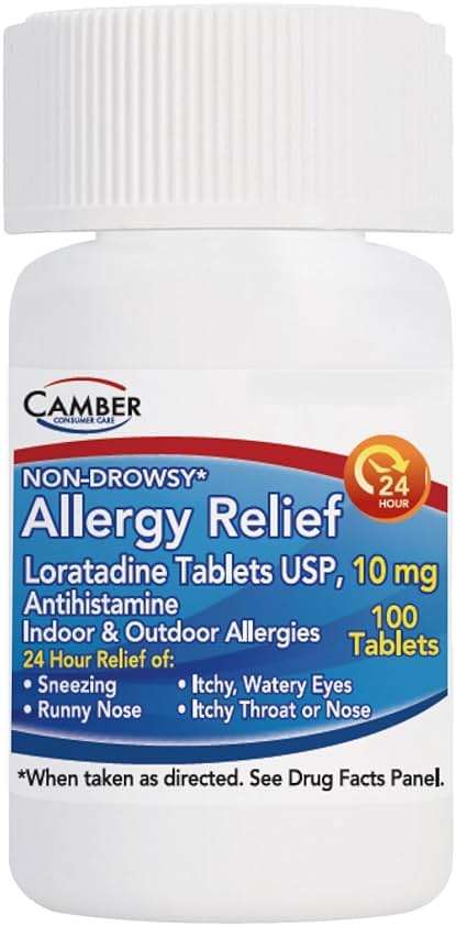 Camber Loratadine 10mg Allergy Pills, Antihistamine 24 Hour, Non Drowsy Allergy Relief (100 Tablets) - Image 2