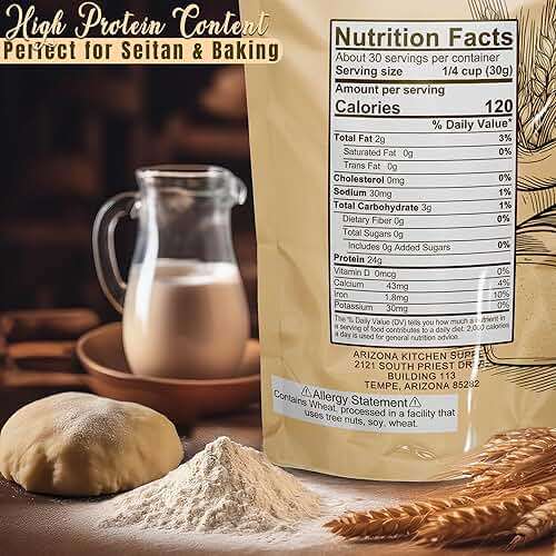 2.2 lb Vital Wheat Gluten | High-Protein, All-Natural Wheat Protein for Bread, Pizza Dough, Seitan, and More | Vegan & Keto-Friendly Baking Essential by Arizona Kitchen Supply - Image 2