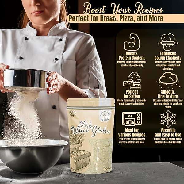 2.2 lb Vital Wheat Gluten | High-Protein, All-Natural Wheat Protein for Bread, Pizza Dough, Seitan, and More | Vegan & Keto-Friendly Baking Essential by Arizona Kitchen Supply - Image 3