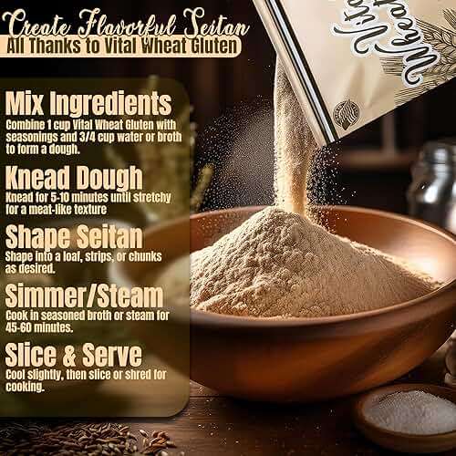 2.2 lb Vital Wheat Gluten | High-Protein, All-Natural Wheat Protein for Bread, Pizza Dough, Seitan, and More | Vegan & Keto-Friendly Baking Essential by Arizona Kitchen Supply - Image 4