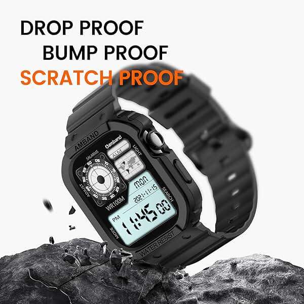 amBand E1 Sport Case Band for Apple Watch Ultra 3/2/1 & SE 3/2/1 & Series 11 10 9 8 7 6 5 4 3 49mm 46mm 45mm 44mm 42mm 41mm 40mm 38mm, Shockproof & Scratch Resistant Rugged Bumper for Men Women - Image 7