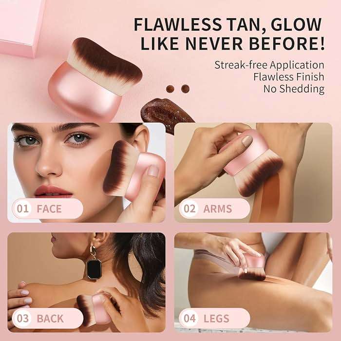 docolor Self Tanner Brush 75mm Large Body Makeup Brush Soft synthetic hair Tanning Brush no stripes, for Foundation, Self-tanners, Bronzer, Self Tan Back Applicator Face&Body Makeup Brush Gift Box - Image 3