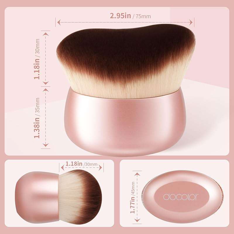 docolor Self Tanner Brush 75mm Large Body Makeup Brush Soft synthetic hair Tanning Brush no stripes, for Foundation, Self-tanners, Bronzer, Self Tan Back Applicator Face&Body Makeup Brush Gift Box - Image 6