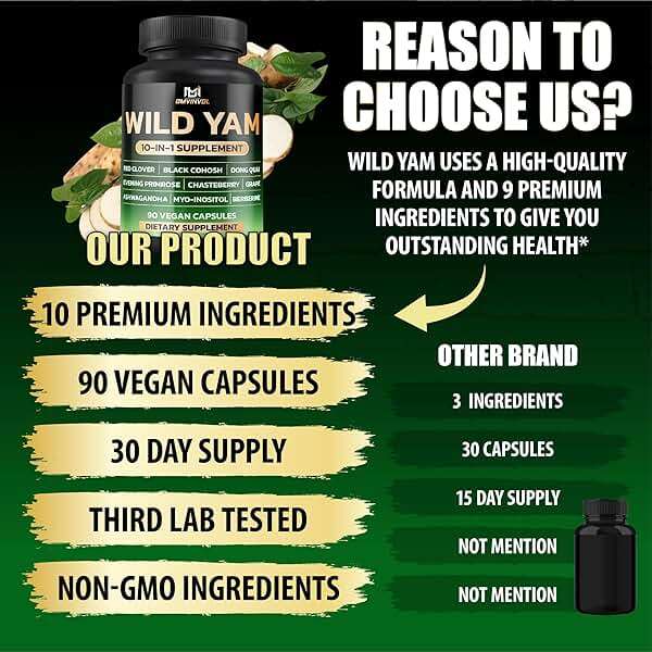 BMVINVOL Wild Yam Supplement | Red Clover, Black Cohosh, Evening Primrose, Berberine, Myo-Inositol - [ 90 Capsules] - Image 6