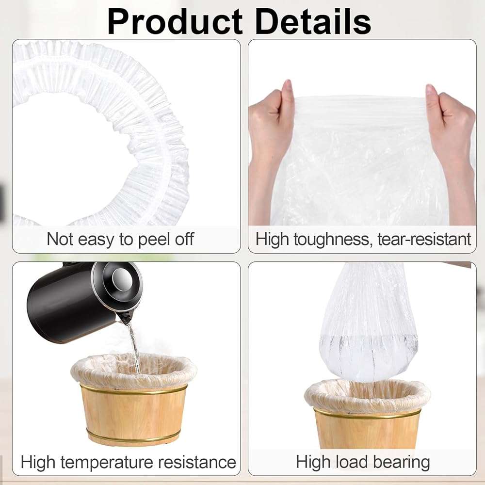 25 Pcs Transparent Pedicure Liners Disposable, Disposable Foot Tub Liner Portable Bath Bags with Retractable Belt, Portable Bath Bag, Can Be Used in Foot Bath Stores, SPA halls, Home Personal Care - Image 3