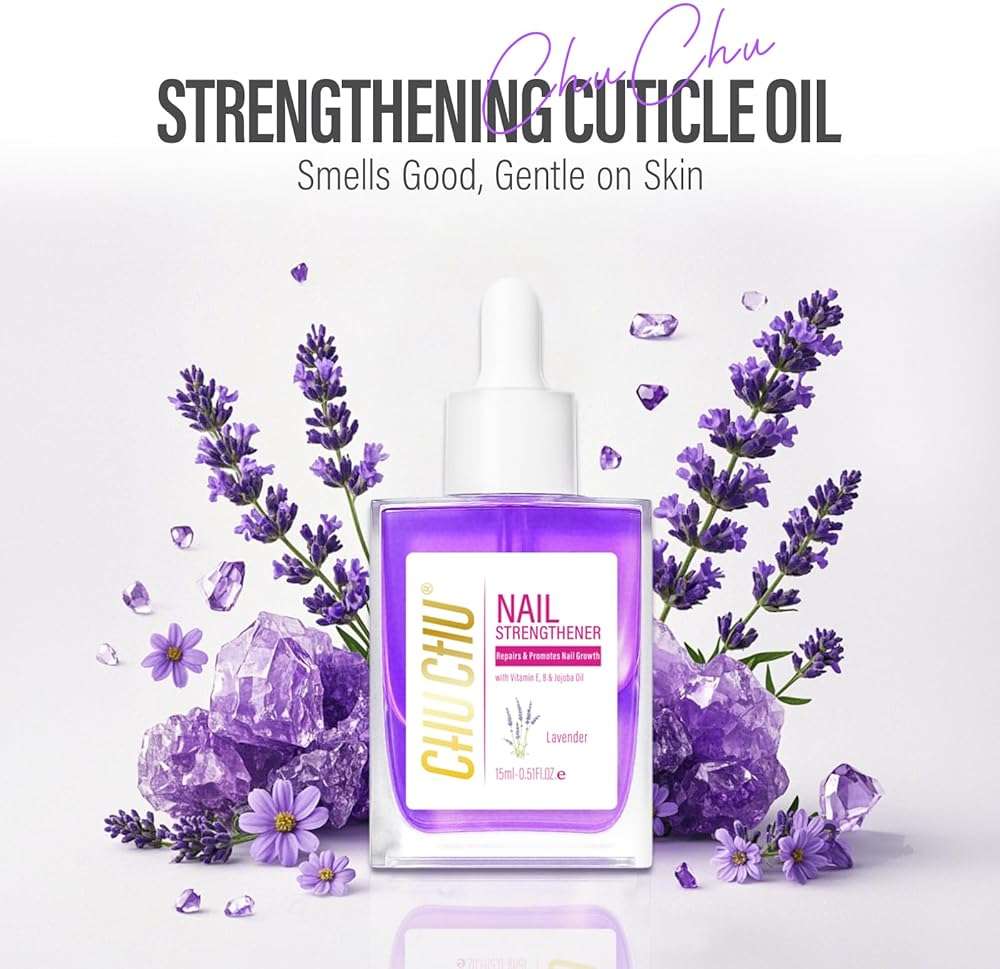 CHUCHU Nail Cuticle Oil Strengthener - Lavender Nail Repair Growth Moisturizing Treatment - Natural Jojoba Vitamin B & E for Dry Cracked Nails - Image 2