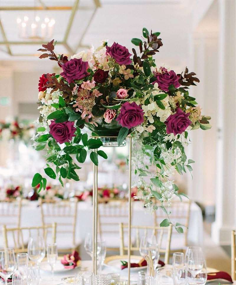 ICBOX 3PCS Fuchsia Roses Artificial Flowers 4.72" Real Touch Rose Large Flowers 25.6" Long Stem Silk Rose Artificial Flower for Wedding Bridal Bouquet Home Party Garden Decor(Fuchsia) - Image 6