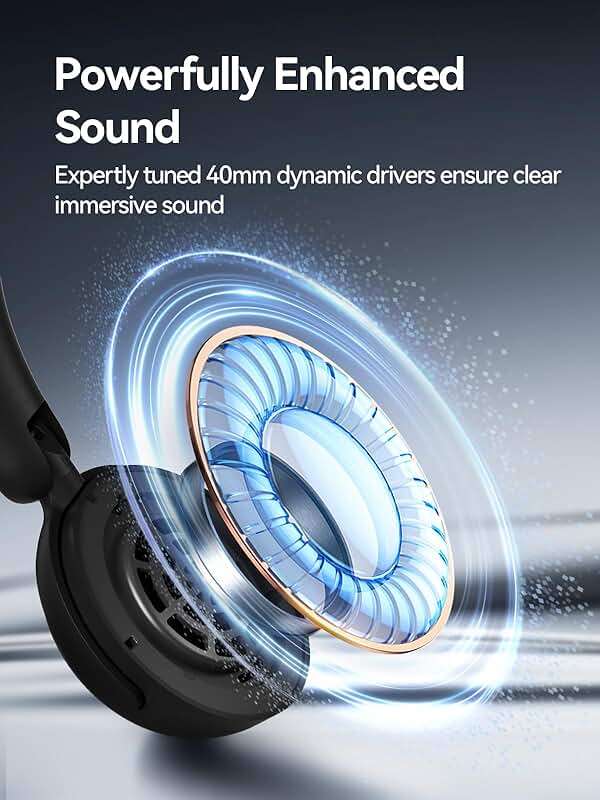 1MORE HQ20 Wireless On-Ear Headphones with Microphone, 85dB Safe Volume, 65H Playtime, Lightweight Foldable Bluetooth Headphones for School/Travel, Android and iOS Compatible, Black - Image 3