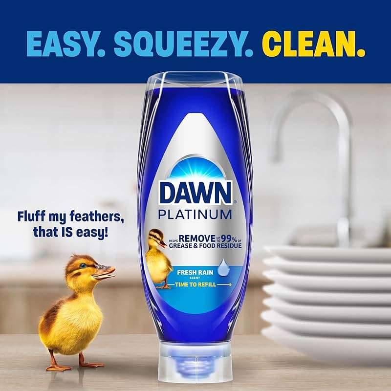 Dawn Platinum EZ-Squeeze Dish Soap, Dishwashing Liquid, Fresh Rain, 2x18oz Bundle - Image 5