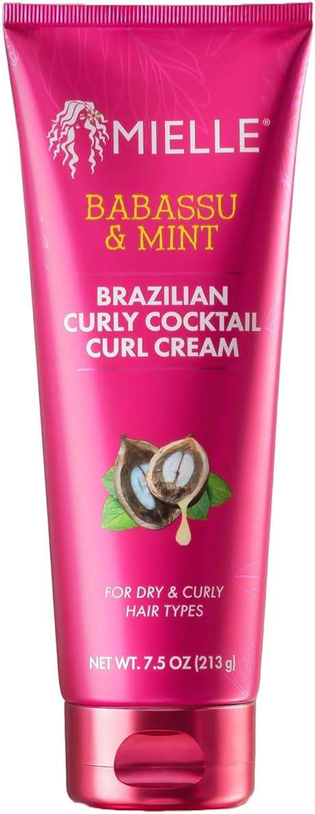 Mielle Organics Babassu & Mint Brazilian Curly Cocktail Curl Cream - Curl Defining, Hair Styling Cream for Textured Hair - Locks in Moisture, Boosts Definition & Softens Textured Hair, 7.5 Ounce - Image 1