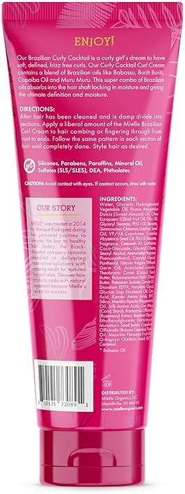 Mielle Organics Babassu & Mint Brazilian Curly Cocktail Curl Cream - Curl Defining, Hair Styling Cream for Textured Hair - Locks in Moisture, Boosts Definition & Softens Textured Hair, 7.5 Ounce - Image 6