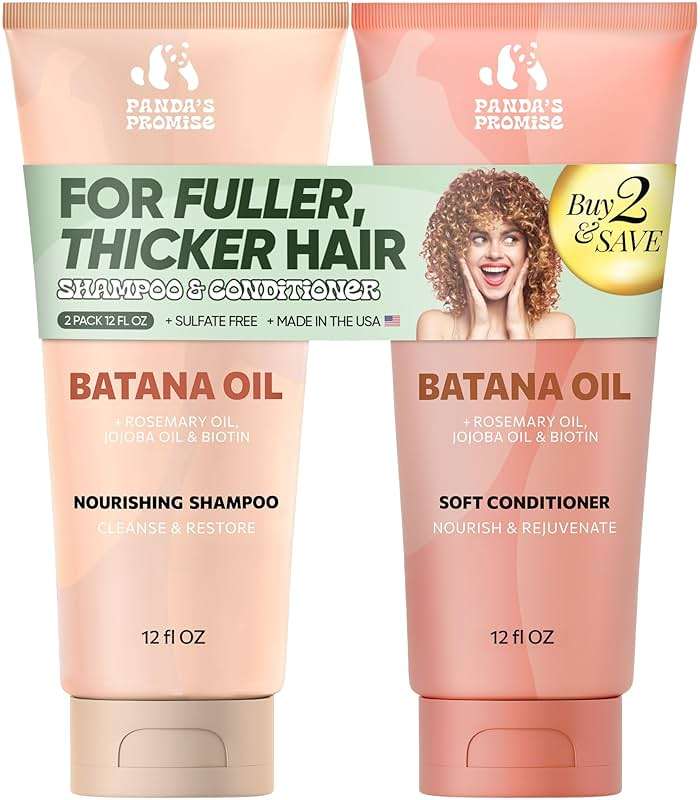 Panda's Promise Batana Oil Shampoo and Conditioner Set – Sulfate-Free Haircare with Batana Oil Nourishing Duo for Smooth, Soft and Manageable Hair For All Hair Types, Unisex (12 fl oz Each) - Image 1