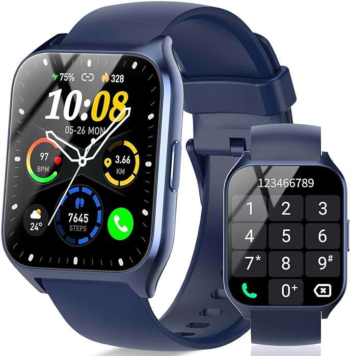 Smart Watch (Answer/Make Call), 1.85" Smartwatch for Men Women, 2025 Fitness Watch, 110+ Sport Modes/Heart Rate/Sleep Monitor/Pedometer, IP68 Waterproof Fitness Activity Tracker for Android iOS, Blue - Image 1