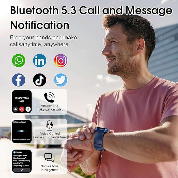 Smart Watch (Answer/Make Call), 1.85" Smartwatch for Men Women, 2025 Fitness Watch, 110+ Sport Modes/Heart Rate/Sleep Monitor/Pedometer, IP68 Waterproof Fitness Activity Tracker for Android iOS, Blue - Image 2