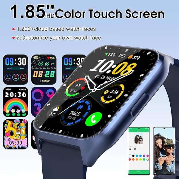 Smart Watch (Answer/Make Call), 1.85" Smartwatch for Men Women, 2025 Fitness Watch, 110+ Sport Modes/Heart Rate/Sleep Monitor/Pedometer, IP68 Waterproof Fitness Activity Tracker for Android iOS, Blue - Image 3