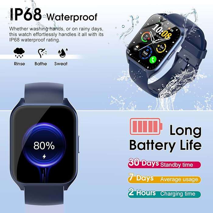 Smart Watch (Answer/Make Call), 1.85" Smartwatch for Men Women, 2025 Fitness Watch, 110+ Sport Modes/Heart Rate/Sleep Monitor/Pedometer, IP68 Waterproof Fitness Activity Tracker for Android iOS, Blue - Image 7