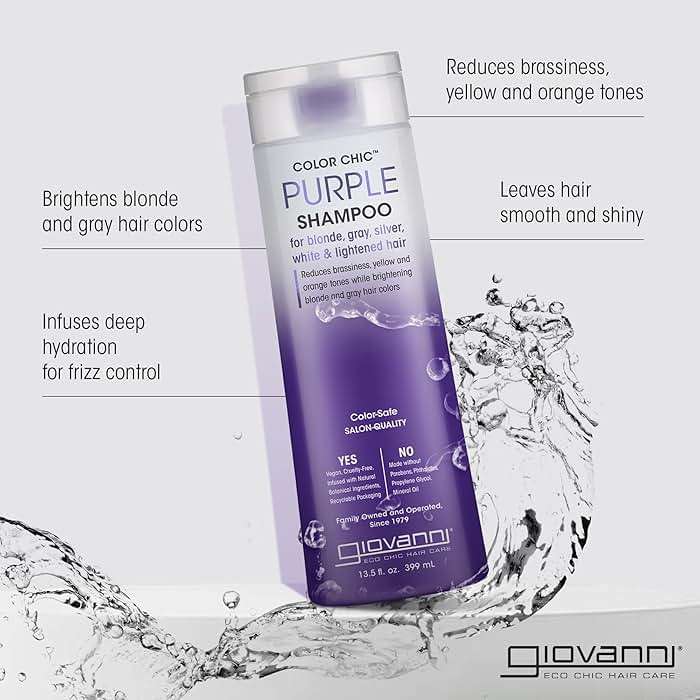 Giovanni Color Chic Purple Shampoo for Blonde, Gray, Silver, White, & Bleached Hair - Reduces Brass, Yellow, & Orange Tones, Adds Shine, Vegan, Cruelty Free, Lauryl & Laureth Sulfate Free - 13.5 fl oz - Image 2