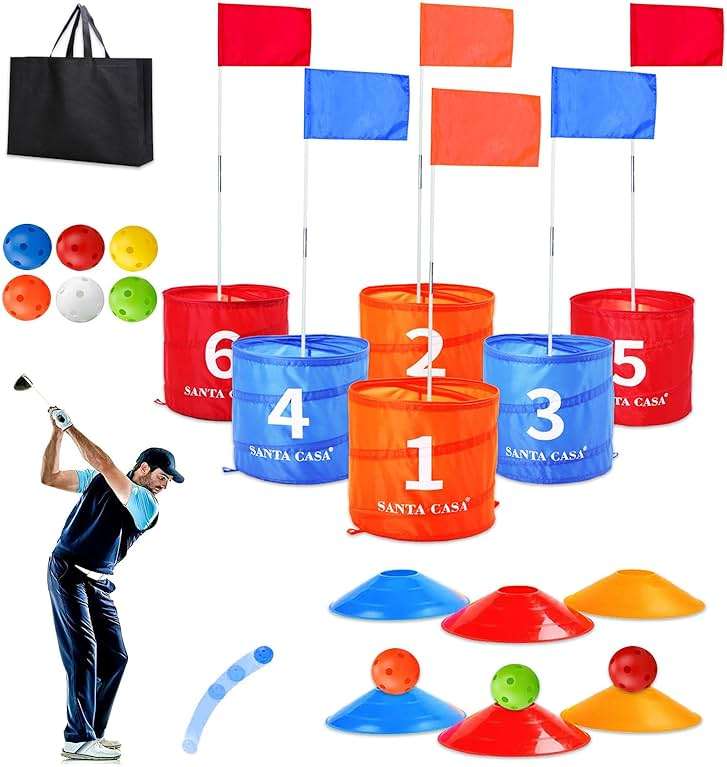 SANTA CASA Golf Backyard Bucket Game - 6-Hole Portable Yard Games Golf Chipping Practice Set for Adults & Pros, Lawn Golf Training, Family Fun at Beach & Park for Dad, Man, Teens - Image 1