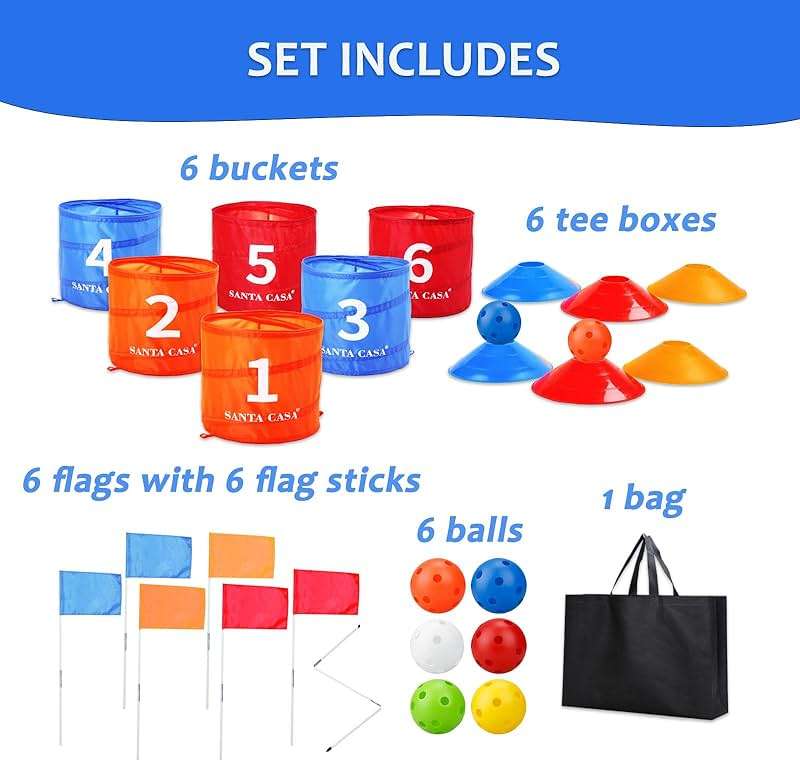 SANTA CASA Golf Backyard Bucket Game - 6-Hole Portable Yard Games Golf Chipping Practice Set for Adults & Pros, Lawn Golf Training, Family Fun at Beach & Park for Dad, Man, Teens - Image 5
