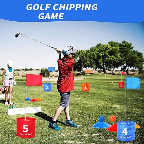 SANTA CASA Golf Backyard Bucket Game - 6-Hole Portable Yard Games Golf Chipping Practice Set for Adults & Pros, Lawn Golf Training, Family Fun at Beach & Park for Dad, Man, Teens - Image 6