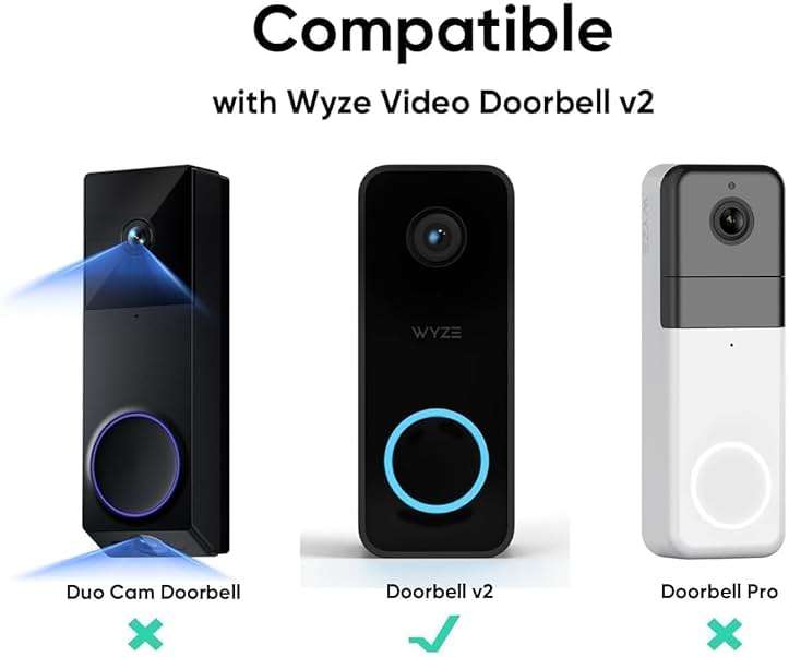 Wyze Lifestyle Video Doorbell Camera v2 Wedge Kit, 3 Mounting Bracket (One Adjustable 15° Horizontal Bracket, Two 7.5° Vertical Bracket), Replacement Angle Adjustment Adapter Wedge Kit - Image 5
