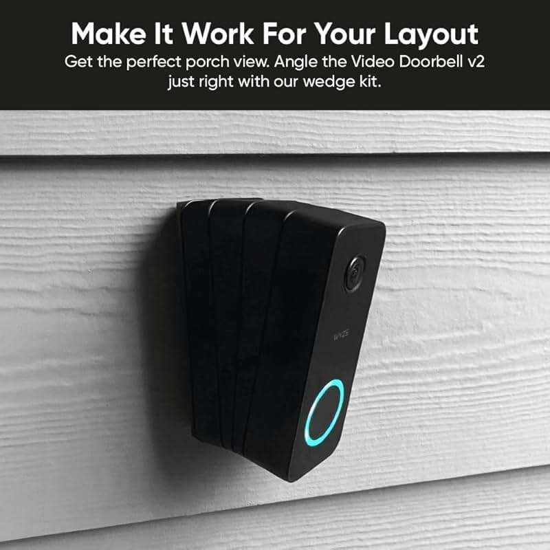 Wyze Lifestyle Video Doorbell Camera v2 Wedge Kit, 3 Mounting Bracket (One Adjustable 15° Horizontal Bracket, Two 7.5° Vertical Bracket), Replacement Angle Adjustment Adapter Wedge Kit - Image 6