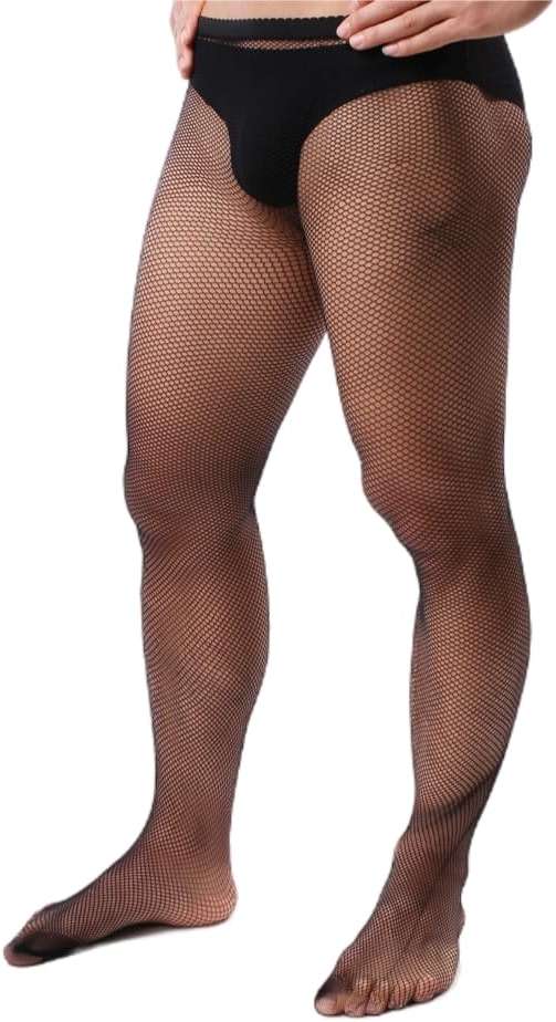 Manguo Mens See Through Fishnet Tight Leggings Stretchy Pantyhose Sissy Lingerie Sexy Stockings for Men - Image 1