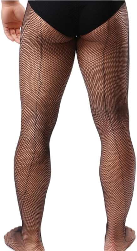 Manguo Mens See Through Fishnet Tight Leggings Stretchy Pantyhose Sissy Lingerie Sexy Stockings for Men - Image 5