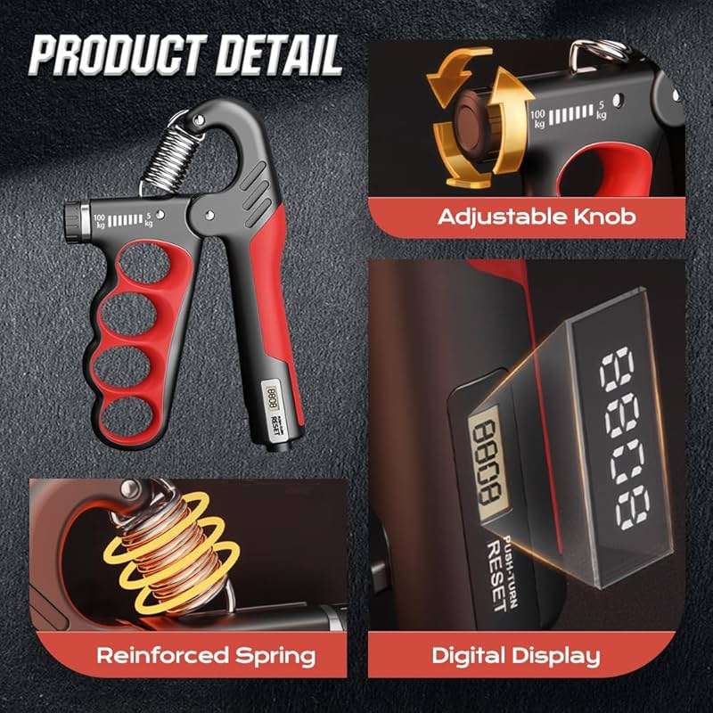 Hand Gripper Strengthener, Hand Squeezer Adjustable Resistance, Grip Strengthener Forearm Strengthener, Hand Exerciser for Muscle Building and Injury Recover, Forearm Strengthener - Image 3
