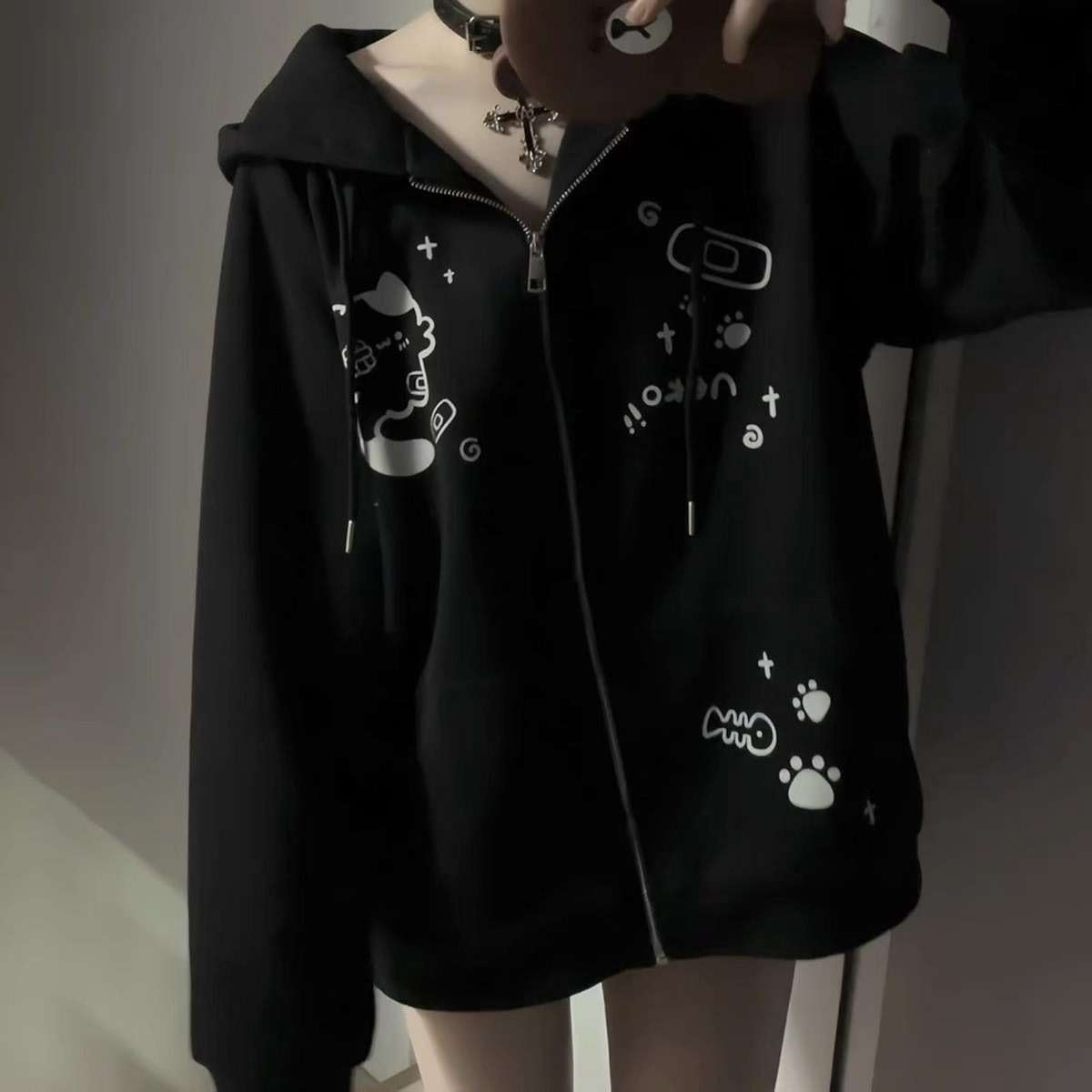 Wayolyn Womens Y2K Zip Up Cute Graphic Hoodies Casual Cartoon Harajuku Kawaii Clothes Oversize Streetwear Jacket - Image 3