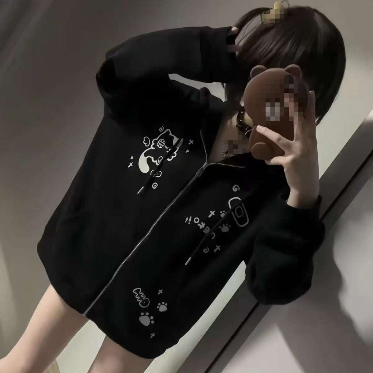 Wayolyn Womens Y2K Zip Up Cute Graphic Hoodies Casual Cartoon Harajuku Kawaii Clothes Oversize Streetwear Jacket - Image 5