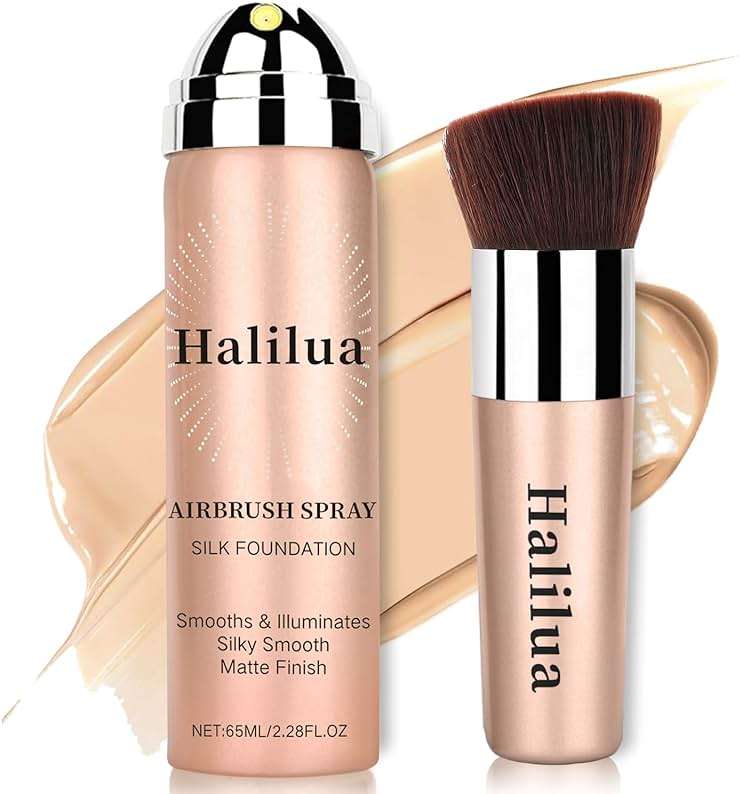 Airbrush Foundation Spray with Brush - Full Coverage Magic Minerals Airbrush Foundation for Smooth Radiant Finish, Hydrating Makeup for a Flawless, Natural Finish, Breathable (Nude) - Image 1