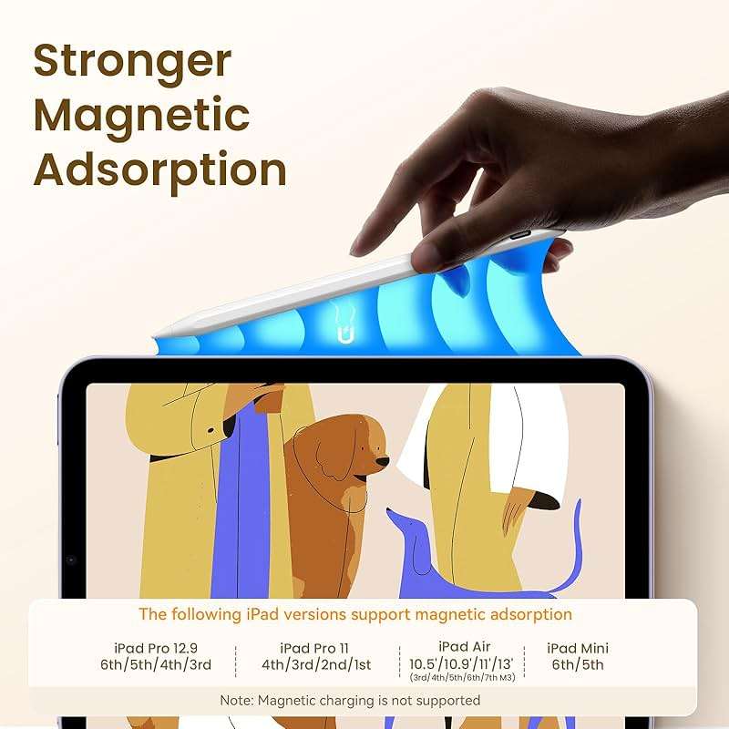 Hastraith Stylus Pen for iPad(2018-2026)-13 Mins Fast Charge with Tilt Sensitivity & Palm Rejection for iPad 11/10/9/8/7/6th Gen, Air 5/4/3/M4/M3/M2, Pro 13"/12.9"/11"/M4, Mini 7/6/5th, White - Image 4