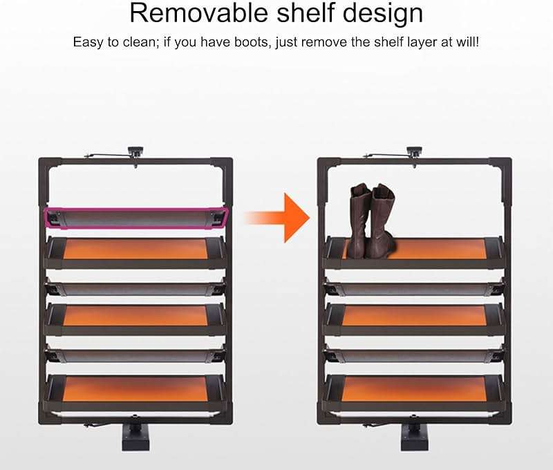 JHDXL Spinning Shoe Rack Tower, Storage Shelf for Entryway Living Room, Rotating Shoe Rack, Space-Saving Shoe Storage, Tower with Anti-tip Fitting(Brown,166cm/65.5in) - Image 7