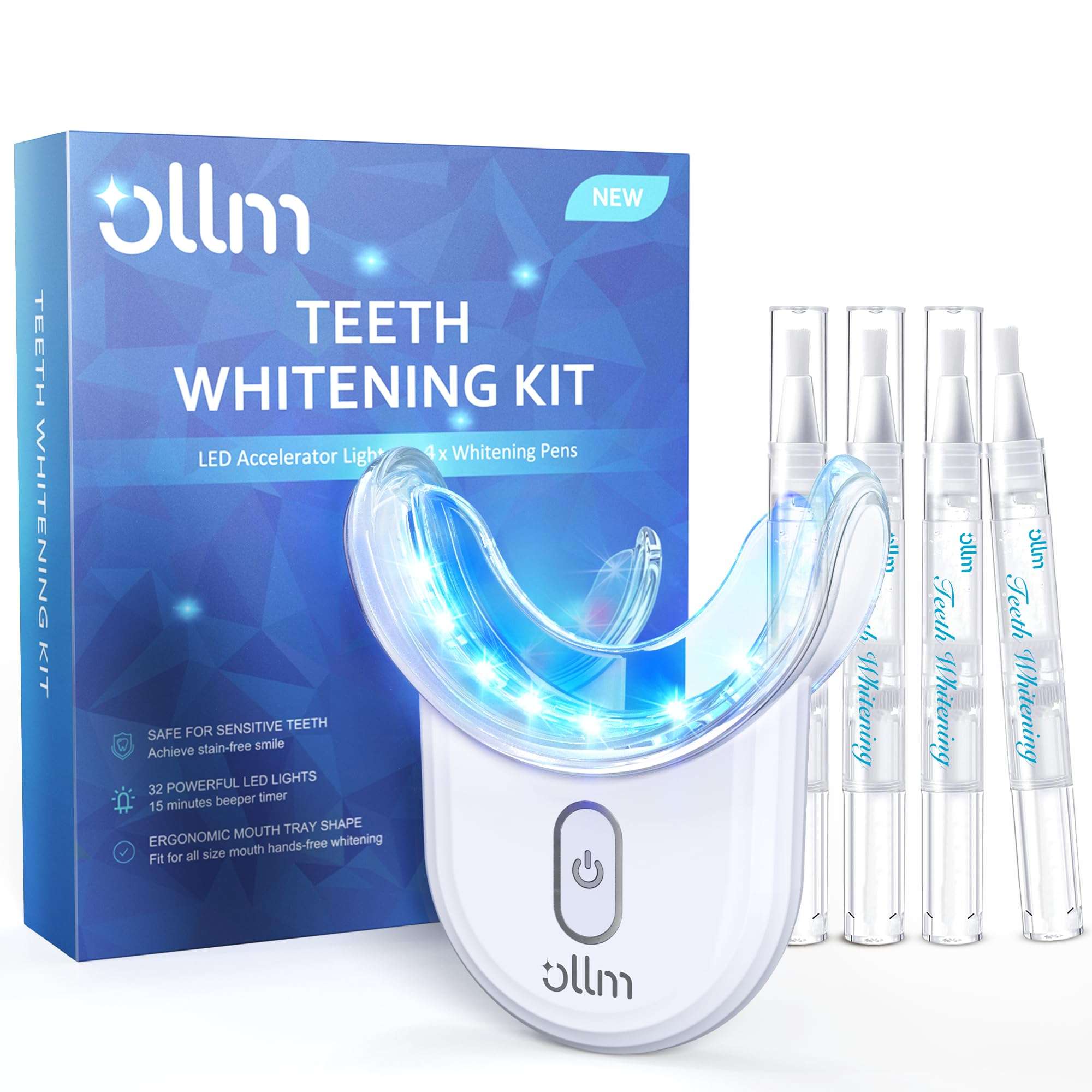 Teeth Whitening Kit with LED Light - White Sensitive Tooth 35% Carbamide Peroxide Gel Pen Dental Mouth Trays Whitener Professional Bright Brace Product System for Home Work Travel - Image 1