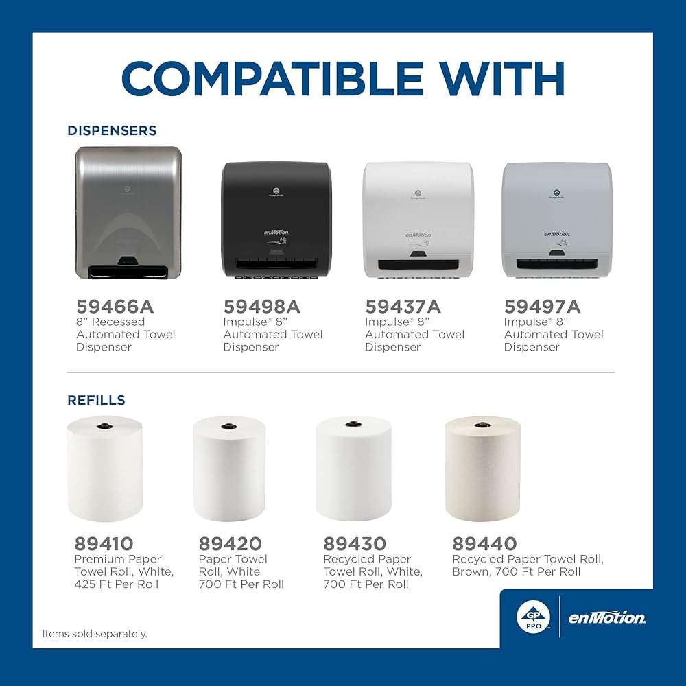 enMotion Georgia‑Pacific (by GP PRO) Impulse 8 in 1‑Roll Automated Touchless Paper Towel Dispenser, White, 59437A - Image 4