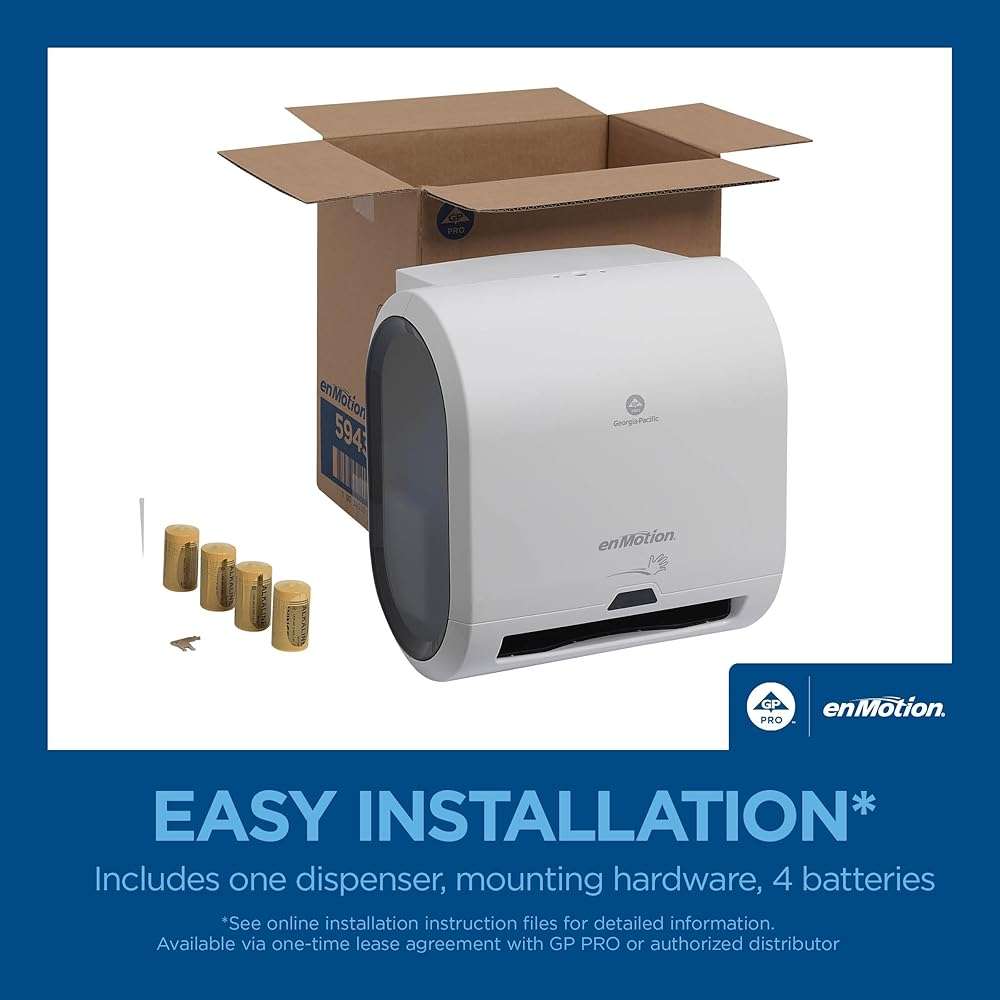 enMotion Georgia‑Pacific (by GP PRO) Impulse 8 in 1‑Roll Automated Touchless Paper Towel Dispenser, White, 59437A - Image 7